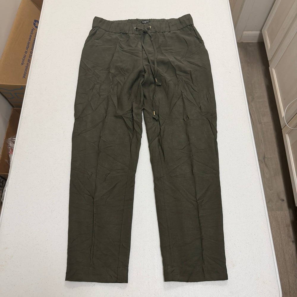 Loft Womens Olive Green Drawstring Pintuck Jogger Pants XS‎ Regular 5474